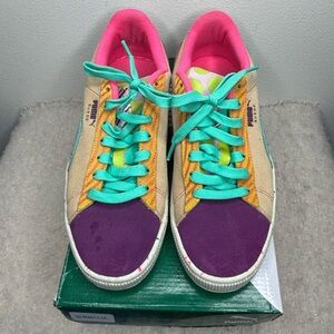 PUMA Suede Classic Jr SR Phlox-Pale Khaki Green Colorful Sneakers
